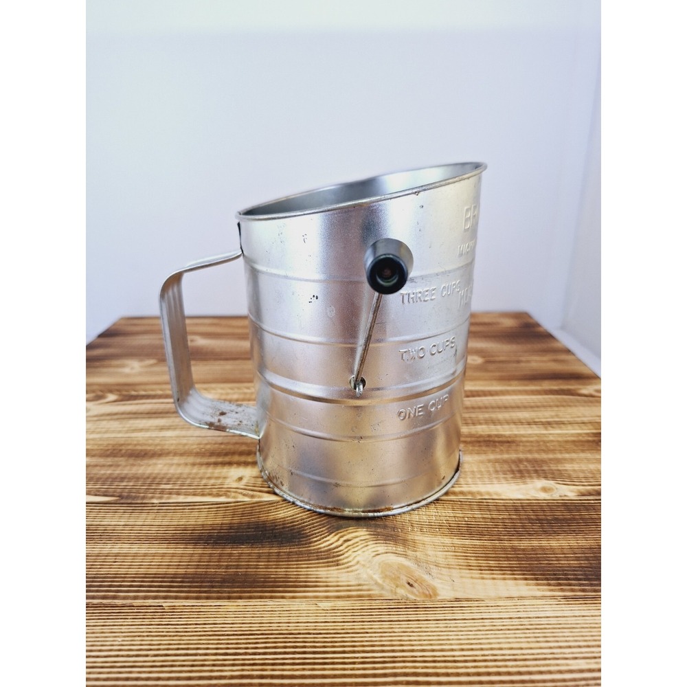 Vintage Bromwell's 3 Cup‎ Measuring Hand Crank Flour Sifter Black Plastic #39 - Picture 4 of 10